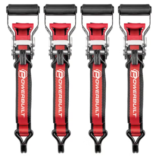 POWERBUILT - Ensemble de Tendeurs d'Arrimage à Cliquet de 4 Pièces | Powerbuilt 4 piece Ratchet tie down set 