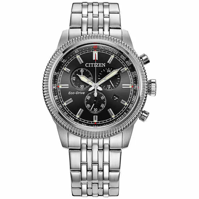 citizen-montre-homme-argent-noir-rouge-watch-men-silver-red-black