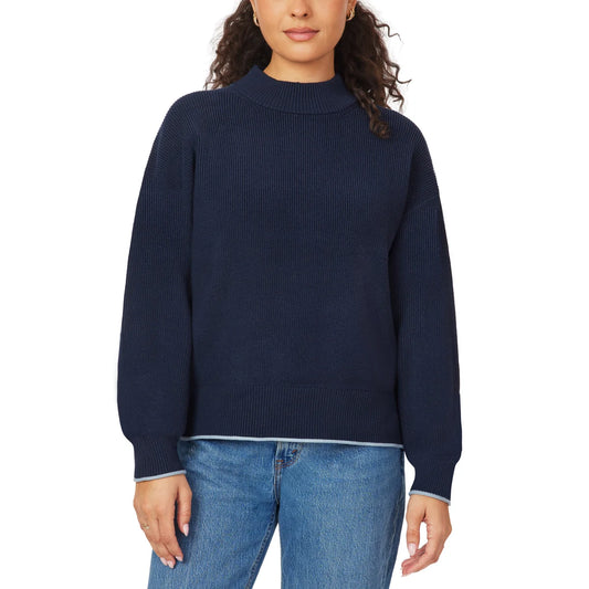 SCOTCH & SODA - Chandail Côtelé à Col Montant pour Femmes-womens-ribbed-mock-neck-pullover-1917512-1938880-marine-bleu-navy-blue-1
