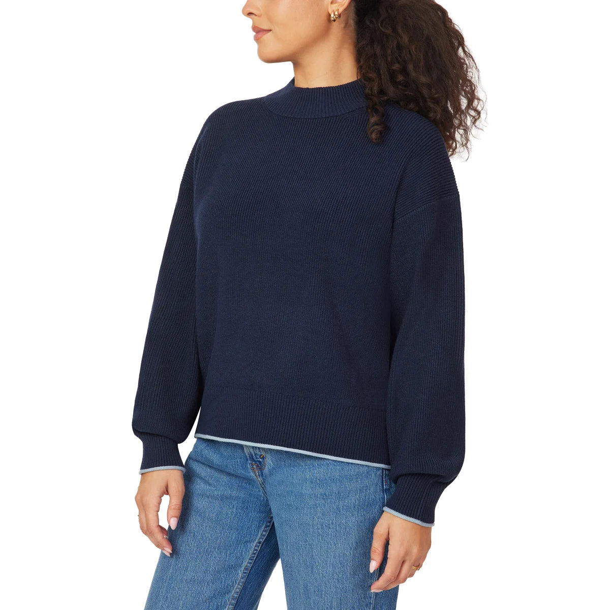 SCOTCH & SODA - Chandail Côtelé à Col Montant pour Femmes-womens-ribbed-mock-neck-pullover-1917512-1938880-marine-bleu-navy-blue-2