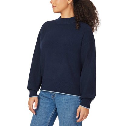 SCOTCH & SODA - Chandail Côtelé à Col Montant pour Femmes-womens-ribbed-mock-neck-pullover-1917512-1938880-marine-bleu-navy-blue-2