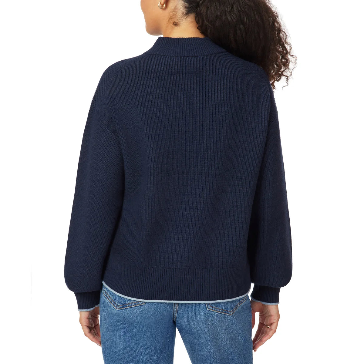 SCOTCH & SODA - Chandail Côtelé à Col Montant pour Femmes-womens-ribbed-mock-neck-pullover-1917512-1938880-marine-bleu-navy-blue-6