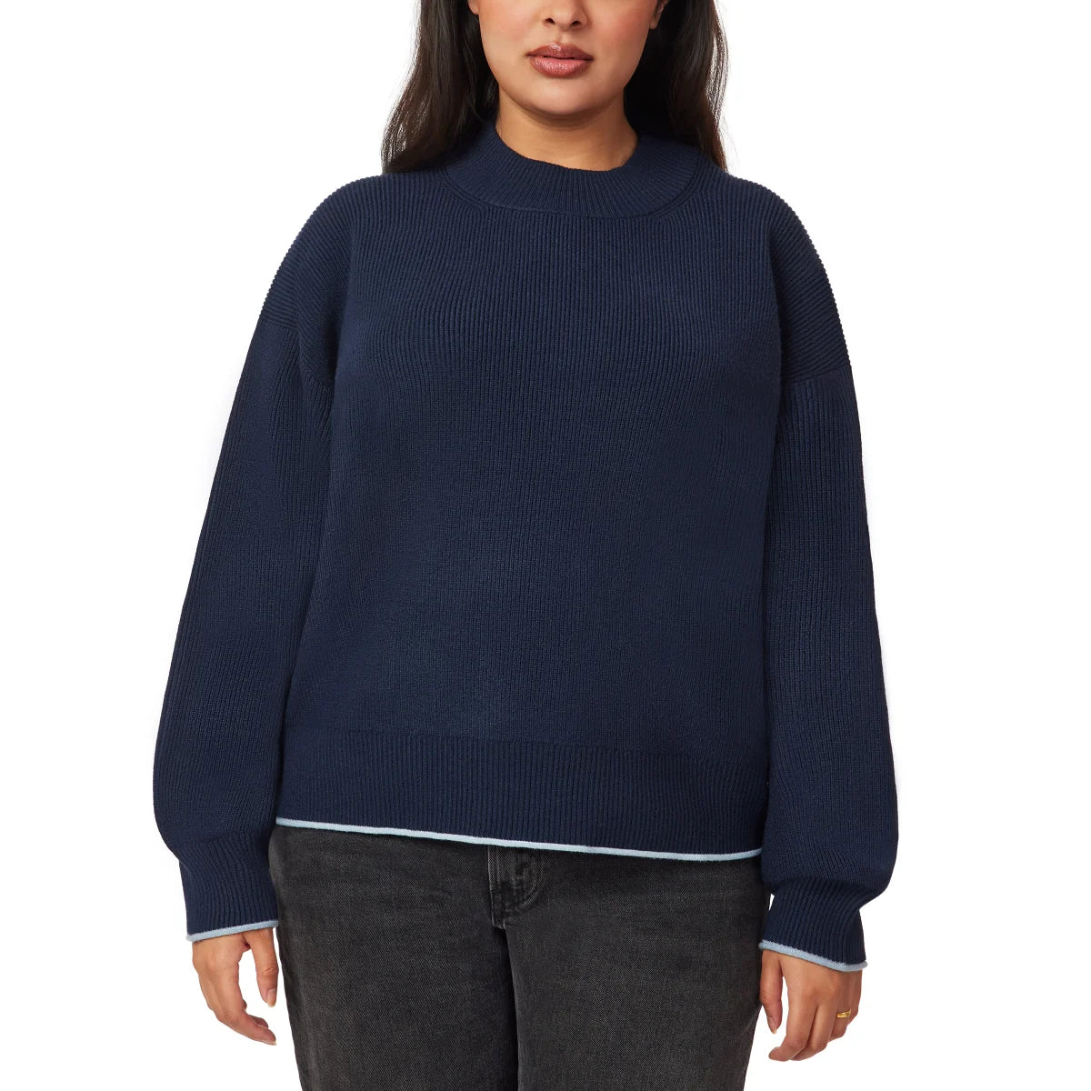 SCOTCH & SODA - Chandail Côtelé à Col Montant pour Femmes-womens-ribbed-mock-neck-pullover-1917512-1938880-marine-bleu-navy-blue-3