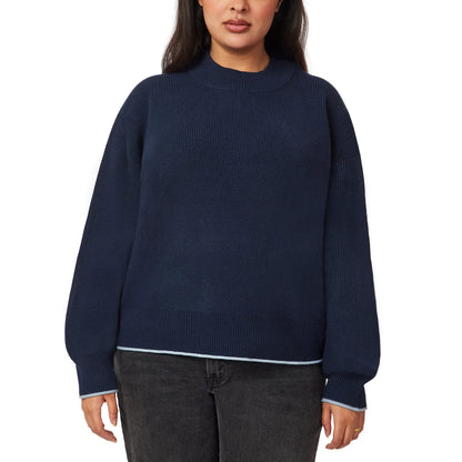 SCOTCH & SODA - Chandail Côtelé à Col Montant pour Femmes-womens-ribbed-mock-neck-pullover-1917512-1938880-marine-bleu-navy-blue-3