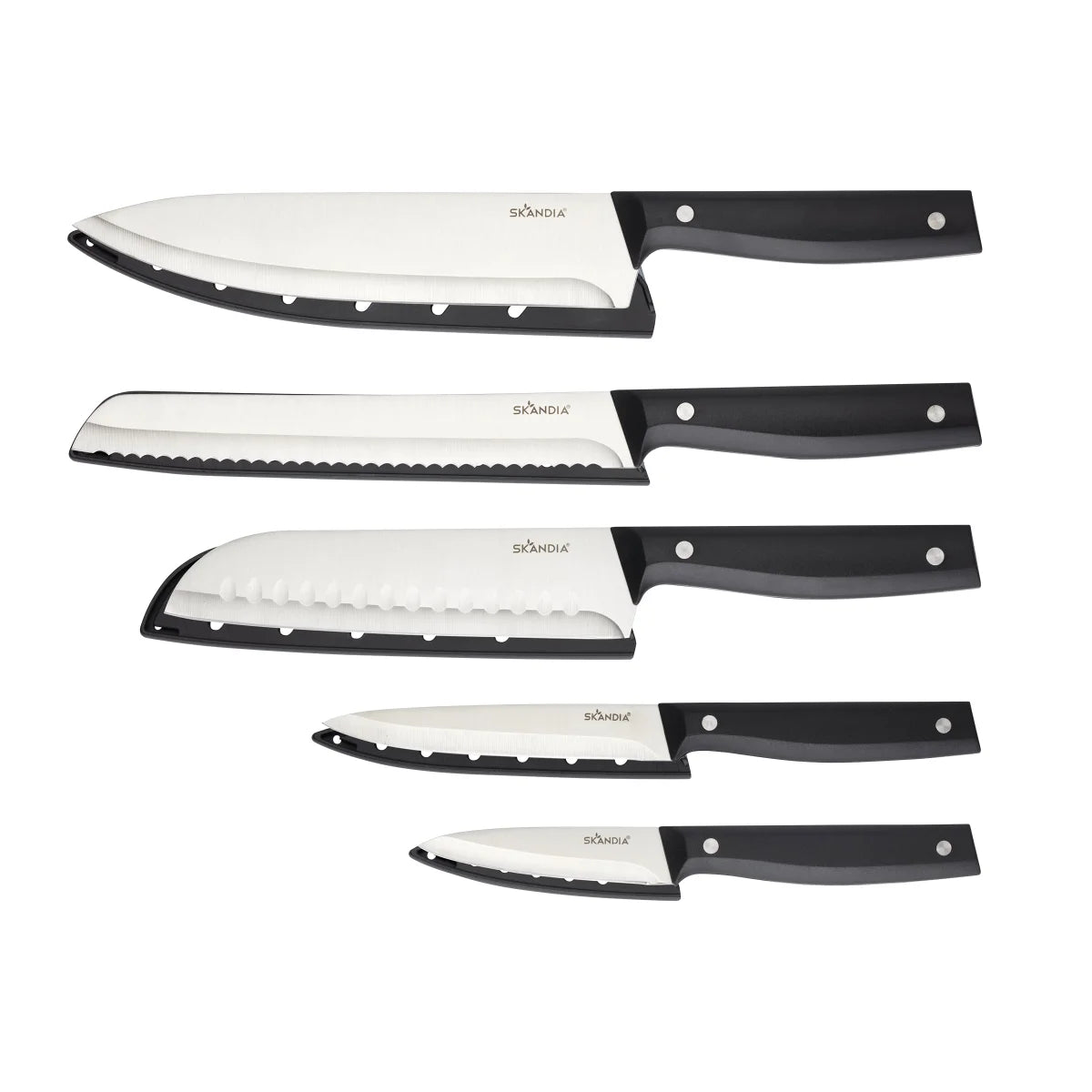SKANDIA - Ensemble de 5 Couteaux avec Protège-Lames-blad-guards-knife-set-costco-1938125