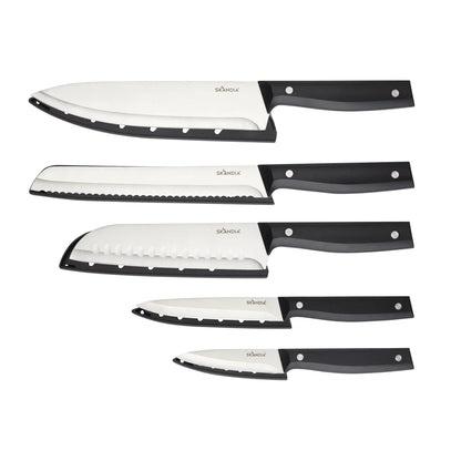 SKANDIA - Ensemble de 5 Couteaux avec Protège-Lames-blad-guards-knife-set-costco-1938125