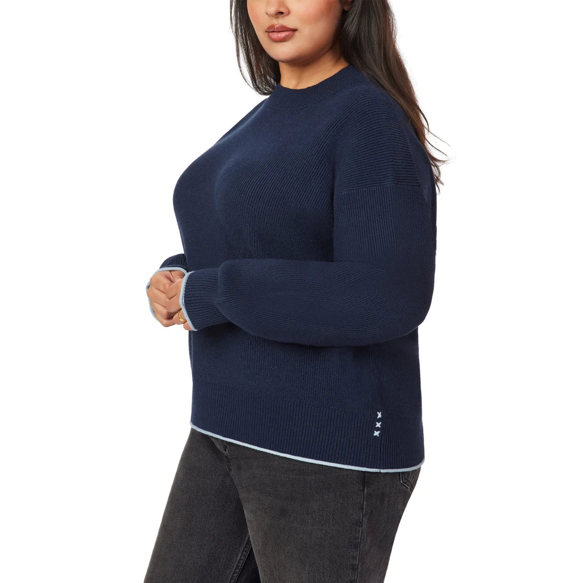 SCOTCH & SODA - Chandail Côtelé à Col Montant pour Femmes-womens-ribbed-mock-neck-pullover-1917512-1938880-marine-bleu-navy-blue-4