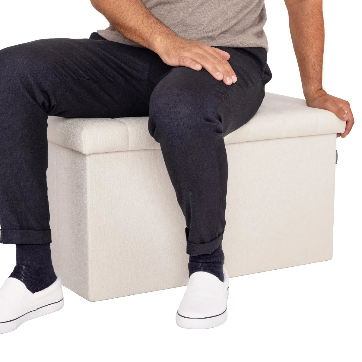 SEVILLE CLASSICS - Coffre-Banc de Rangement Pliable Boucle-trunk-bench-foldable-storage-costco-1796132-white-blanc-5