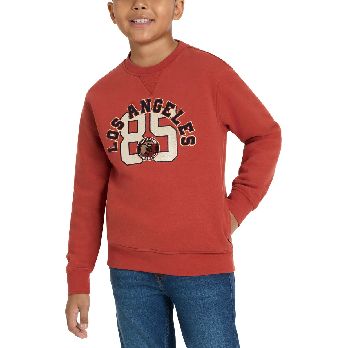 SCOTCH & SODA - Chandail en Molleton pour Enfant-Kids-Crewneck-Sweatshirt-Orange 8091919-1930177