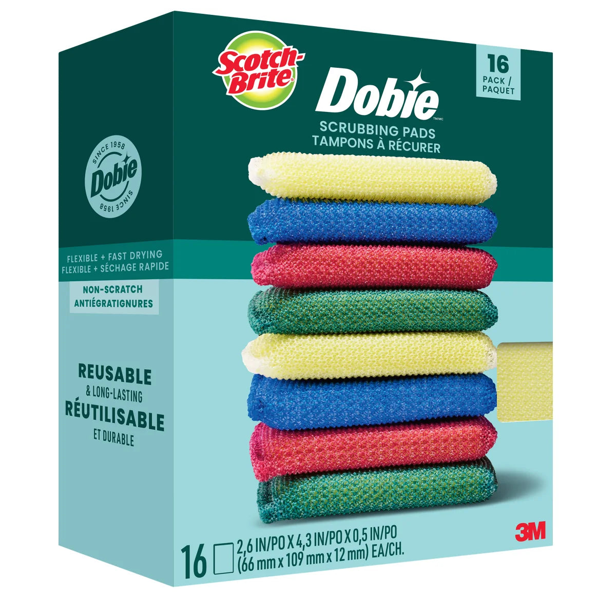 SCOTCH-BRITE - Paquet de 16 Tampons à Récurer Dobie