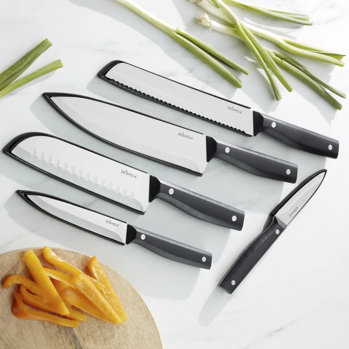 SKANDIA - Ensemble de 5 Couteaux avec Protège-Lames-blad-guards-knife-set-costco-1938125-3