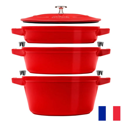 STAUB - Ensemble de Cocottes en Fonte Empilable, 4 Pièces *Boite Ouverte*-stackable-cast-iron-dutch-oven-set-piece-costco-1777875-cerise-cherry-rouge-red