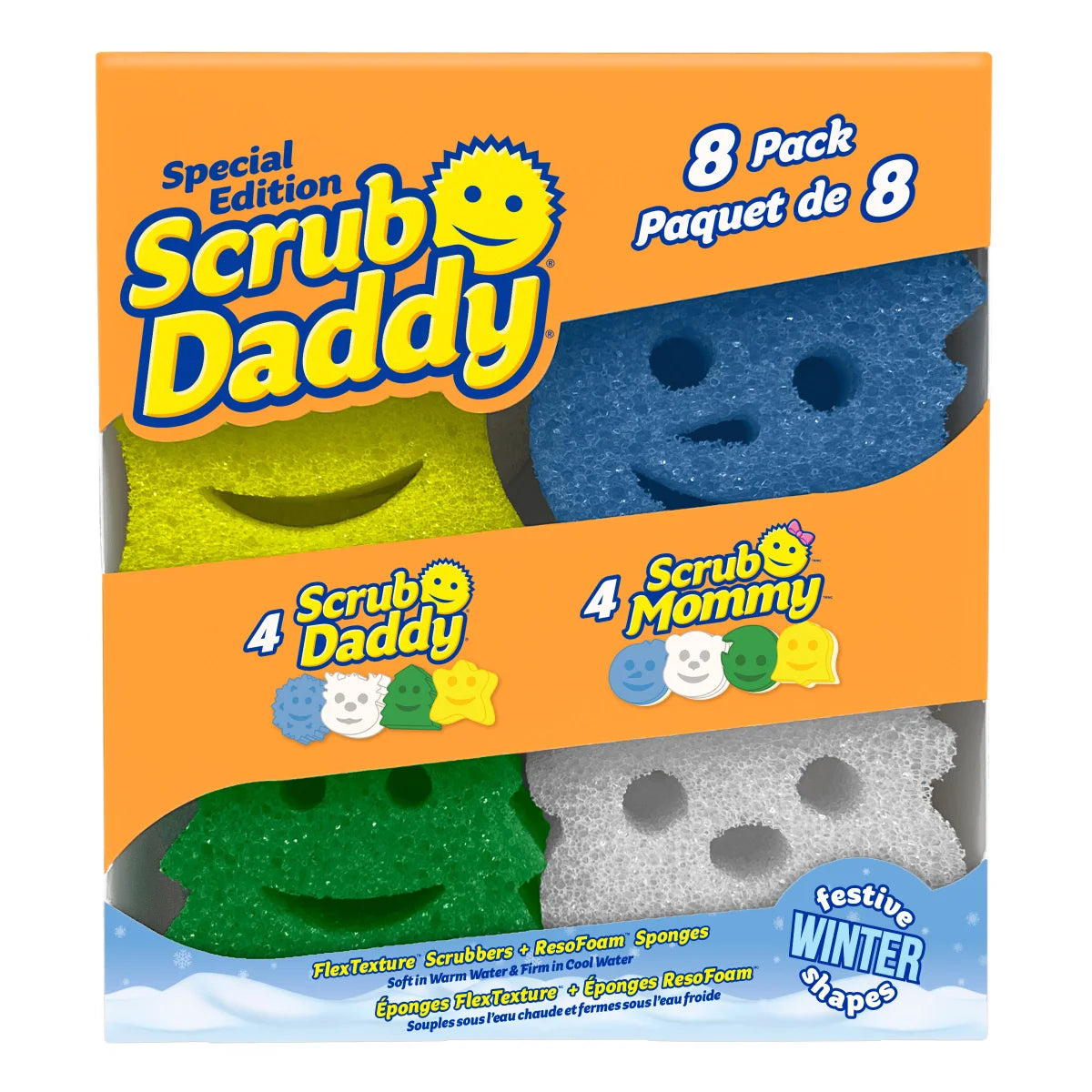 scrub-daddy-paquet-de-8-tampons-à-récurer-édition-fêtes-holiday-edition-pack-scrubbers-costco-1843106