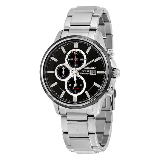 seiko-montre-homme-argent-noir-watch-men-silver-black