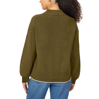 SCOTCH & SODA - Chandail Côtelé à Col Montant pour Femmes-womens-ribbed-mock-neck-pullover-1917513-1938881-olive-vert-green-3