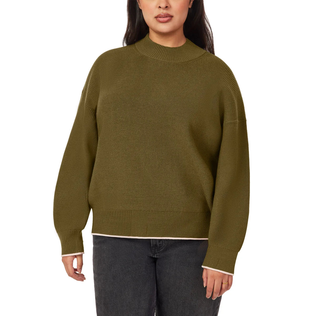 SCOTCH & SODA - Chandail Côtelé à Col Montant pour Femmes-womens-ribbed-mock-neck-pullover-1917513-1938881-olive-vert-green-2