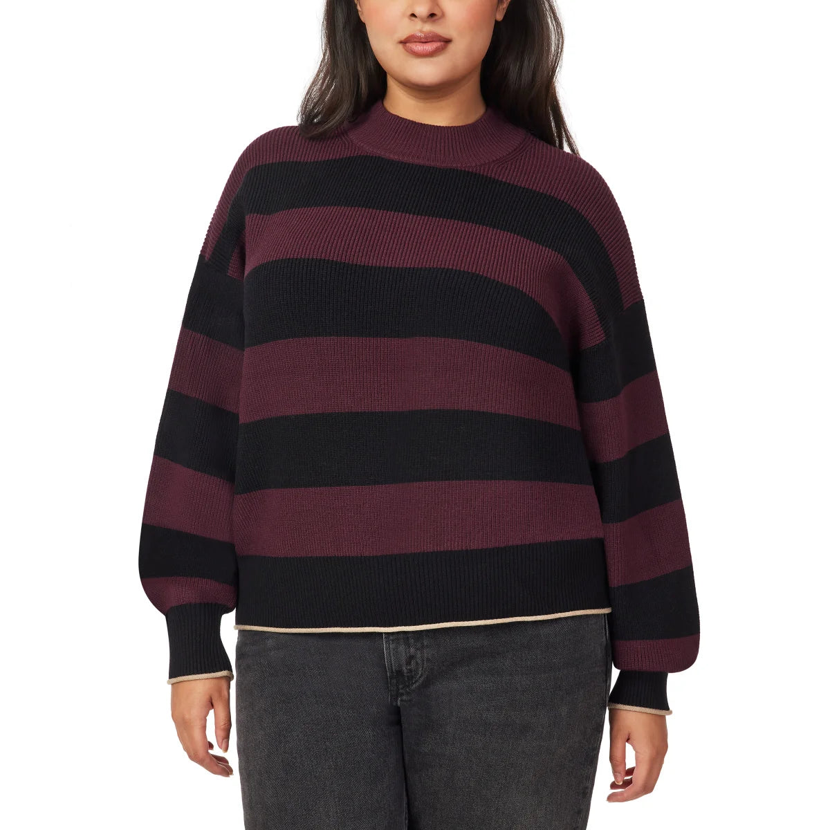 SCOTCH & SODA - Chandail Côtelé à Col Montant pour Femmes-womens-ribbed-mock-neck-pullover-1917512-1938879-rouge-bourgogne-red-burgundy-2