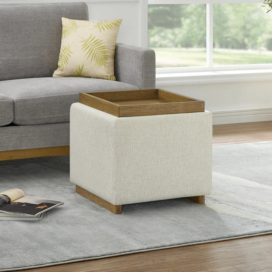 THOMASVILLE - Petit Pouf de Rangement en Tissu-small-fabric-storage-ottoman-costco-1861701-beige-2