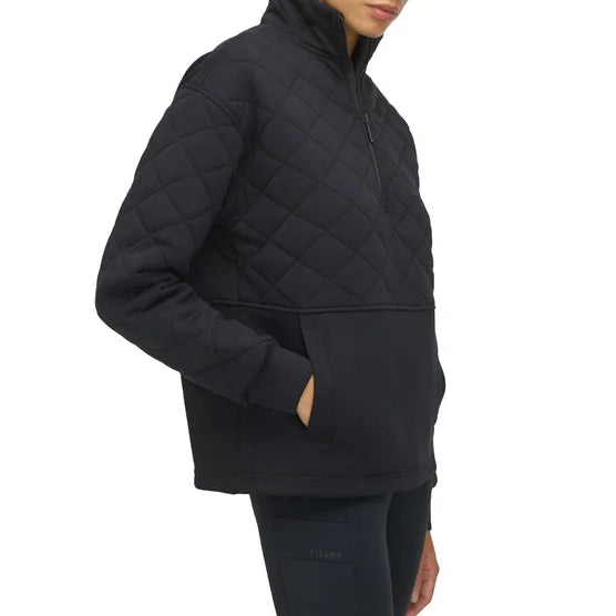 TILLEY - Haut Matelassé à Glissière un Quart pour Femme-Womens-Quilted-1/4-Zip-Pullover-Noir-Black-1947320-1953277