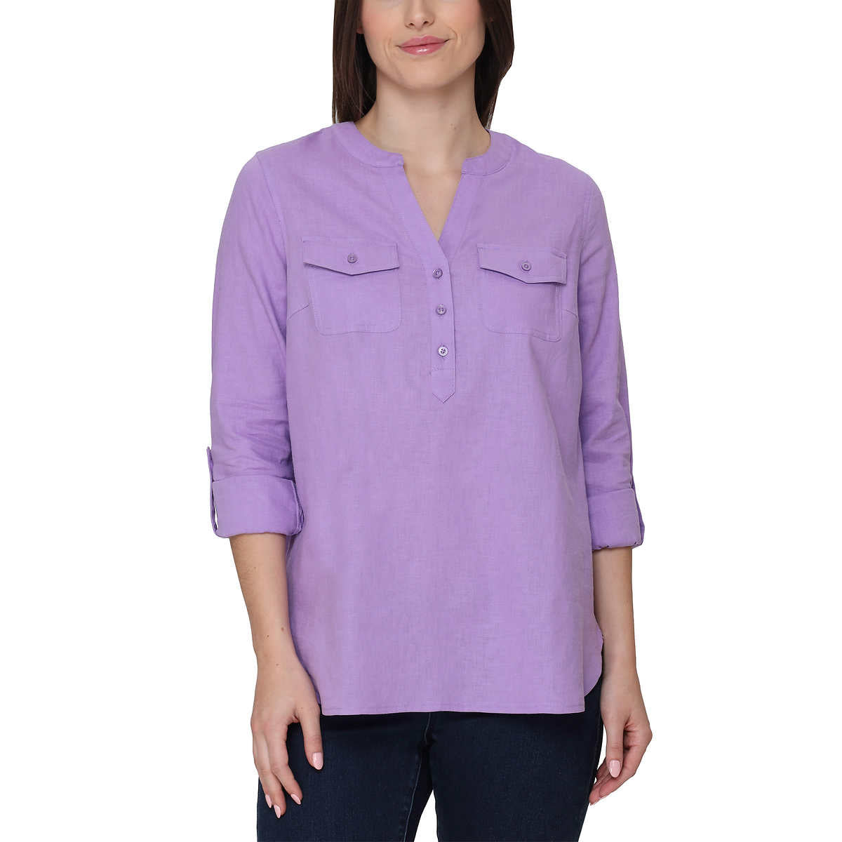 tahari-chemise-manches-longueur-ajustable-femme-women's-roll-tab-shirt-6