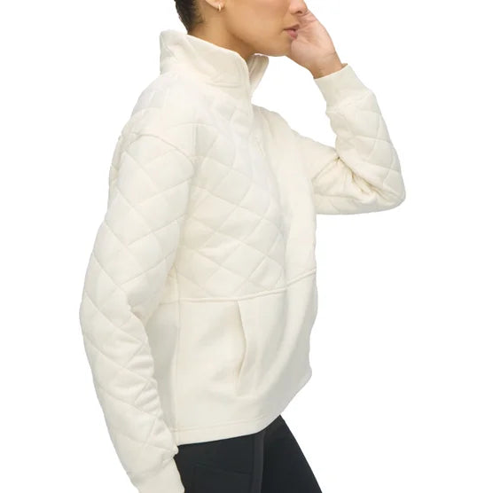 TILLEY - Haut Matelassé à Glissière un Quart pour Femme-Womens-Quilted-1/4-Zip-Pullover-Crème-Cream-1947324-1953278