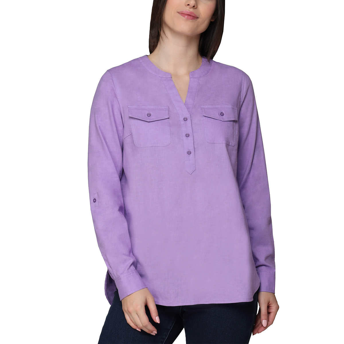 tahari-chemise-manches-longueur-ajustable-femme-women's-roll-tab-shirt-9