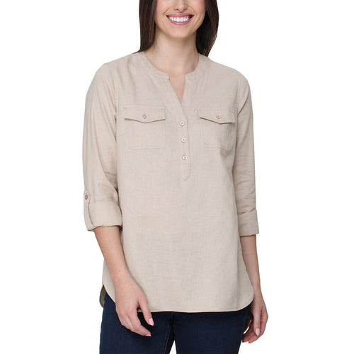 tahari-chemise-manches-longueur-ajustable-femme-women's-roll-tab-shirt