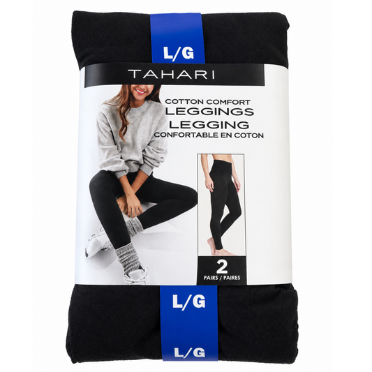 TAHARI - Ensemble de 2 leggings confortables noir pour femme | TAHARI - Set of 2 black Comfortable Leggings for Women
