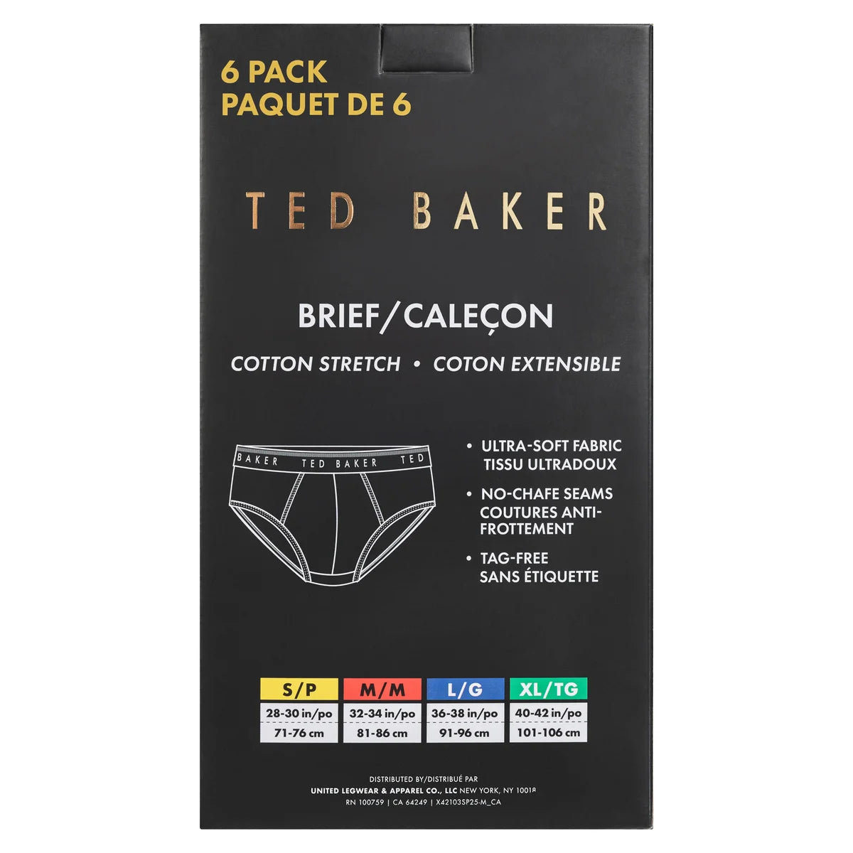 TED BAKER - Paquet de 6 Caleçons Pour Homme-Mens-6-Pack-Brief-Gris-Grey-3896710-1905176
