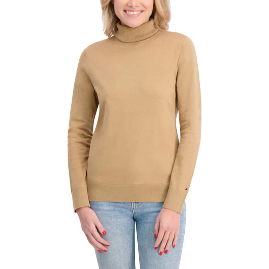 TOMMY HILFIGER - Chandail à Col Roulé pour Femme-Womens-Turtleneck-Sweater-Beige-Brun-Brown-1922656-1926748