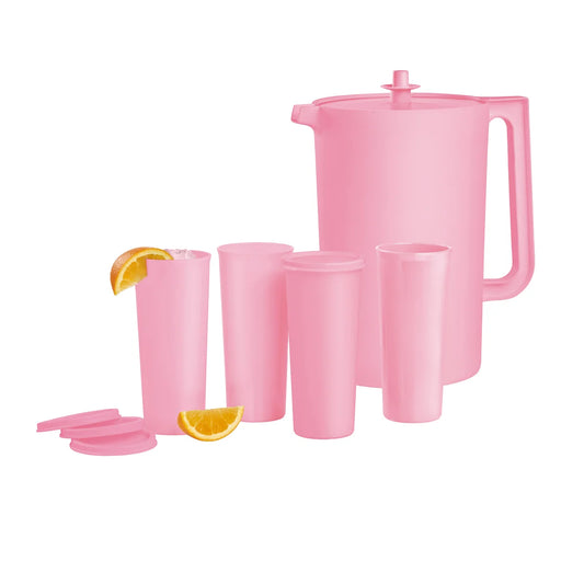 TUPPERWARE - Ensemble Pichet et Gobelets 5 piècespitcher-4-tumbler-set-heritage-pink-rose-costco-1907330-2