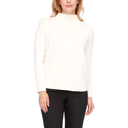 UP! - Haut à Manches Longues et Col Montant pour Femme-WOMEN'S-MOCK-NECK-LONG-SLEEVE-TOP-COSTCO-2823002-CRÈME-CREAM-WHITE-BLANC-2