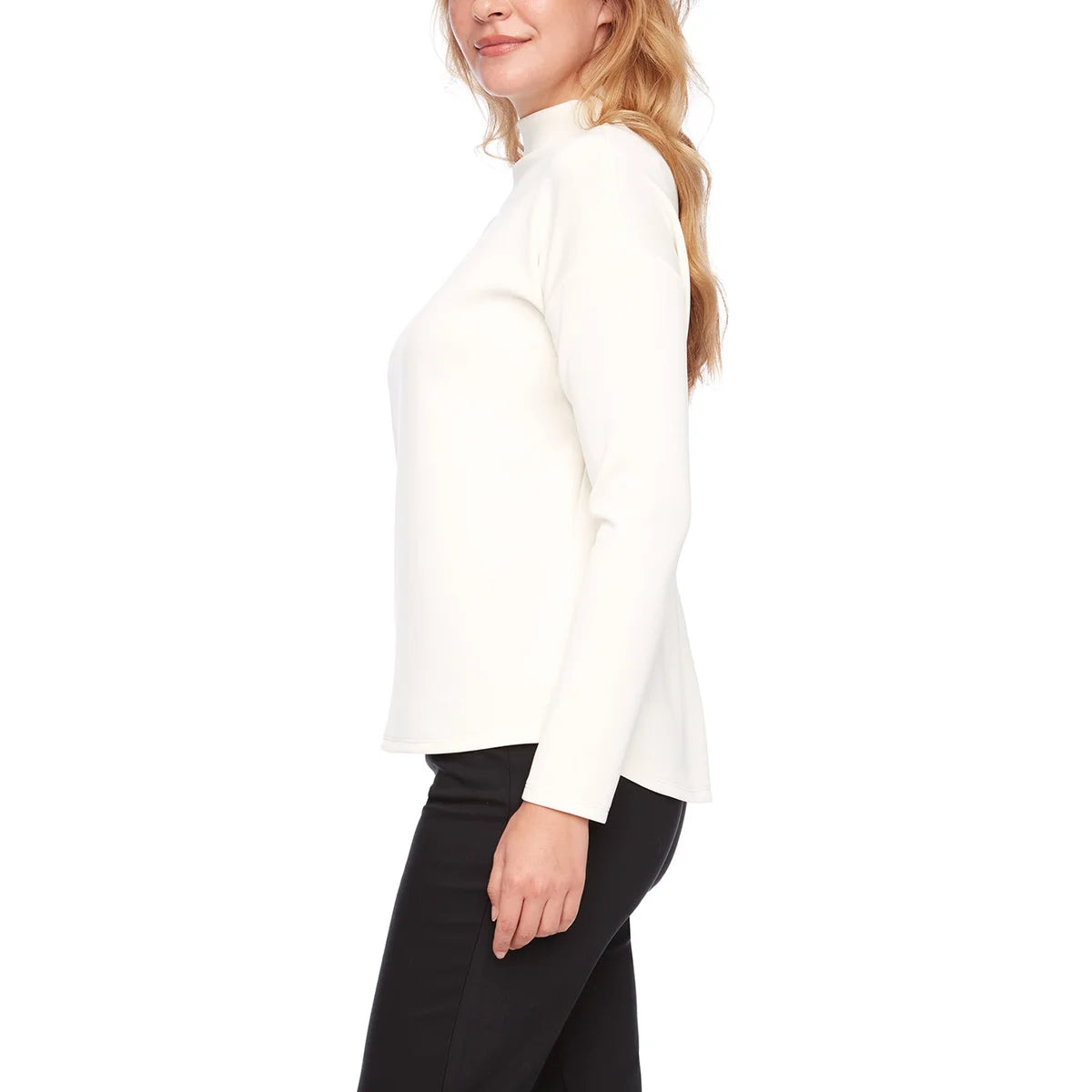 UP! - Haut à Manches Longues et Col Montant pour Femme-WOMEN'S-MOCK-NECK-LONG-SLEEVE-TOP-COSTCO-2823002-CRÈME-CREAM-WHITE-BLANC-3