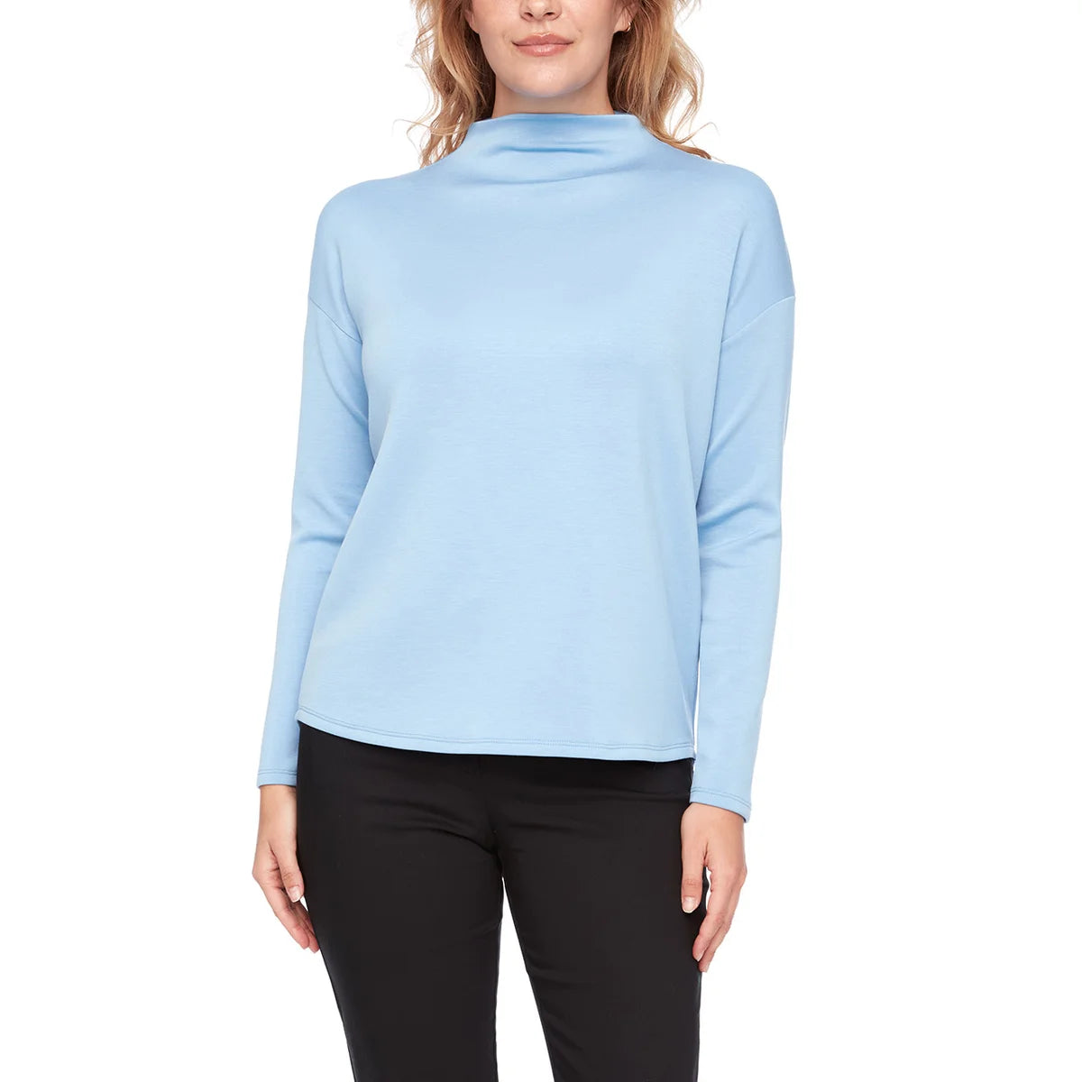 UP! - Haut à Manches Longues et Col Montant pour Femme-WOMEN'S-MOCK-NECK-LONG-SLEEVE-TOP-COSTCO-2823002-BLUE-BLEU-2