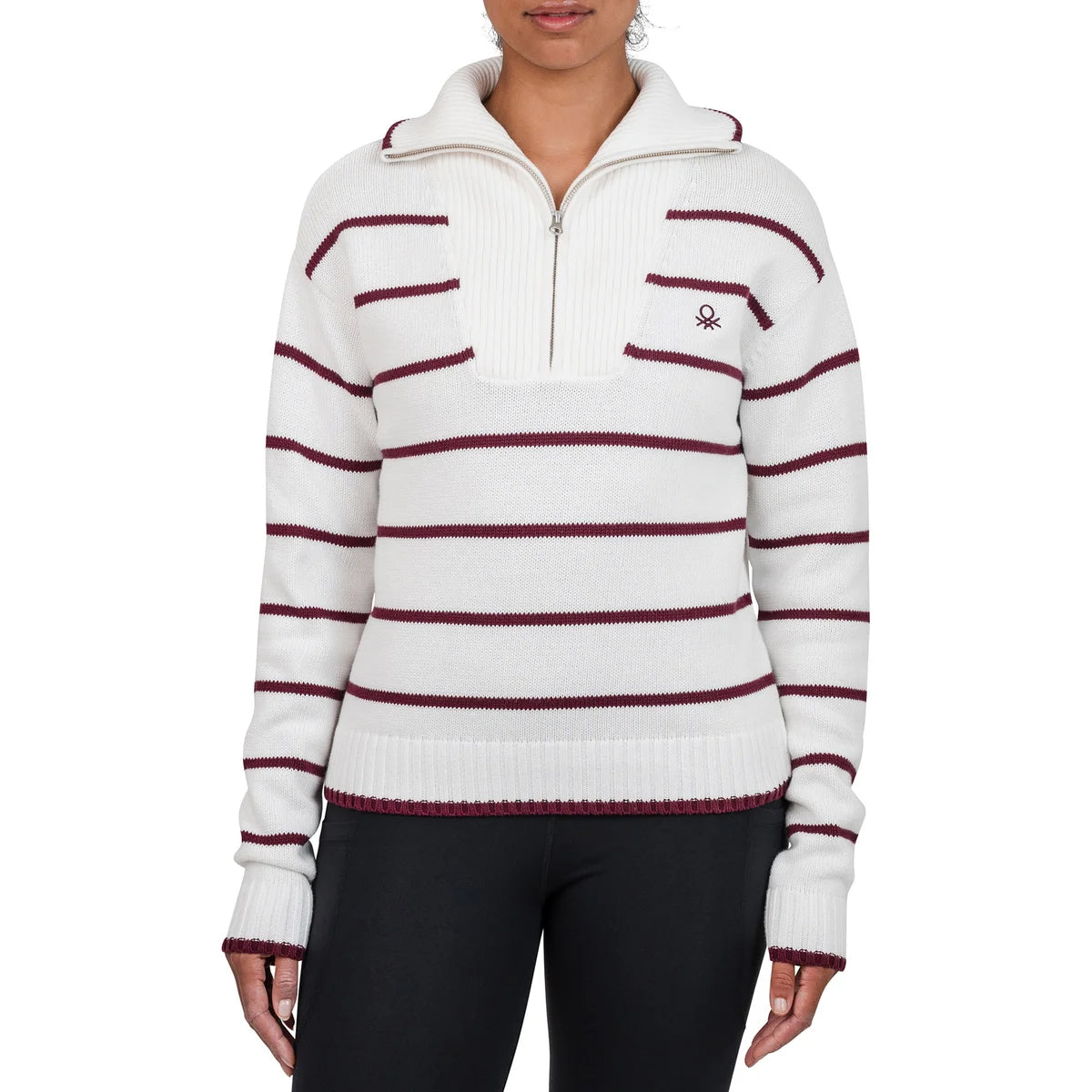 UNITED-COLORS-OF-BENETTON-Chandail-Glissière-un-Quart-Femme-women's-quarter-zip-sweater-1/4-6