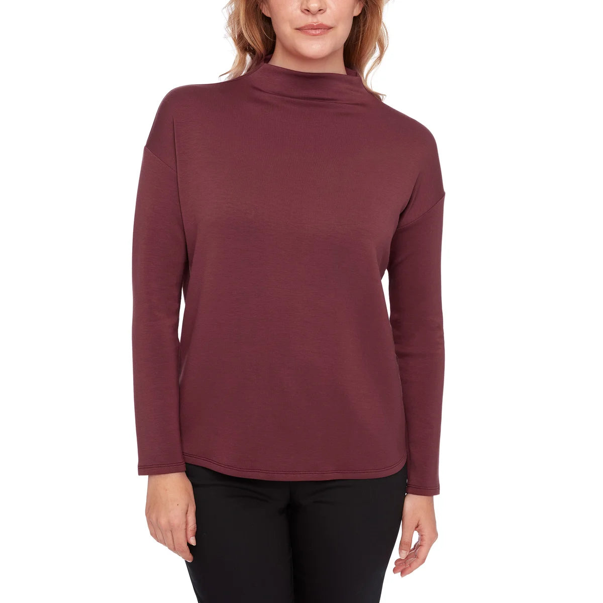 UP! - Haut à Manches Longues et Col Montant pour Femme-WOMEN'S-MOCK-NECK-LONG-SLEEVE-TOP-COSTCO-2823002-RED-ROUGE