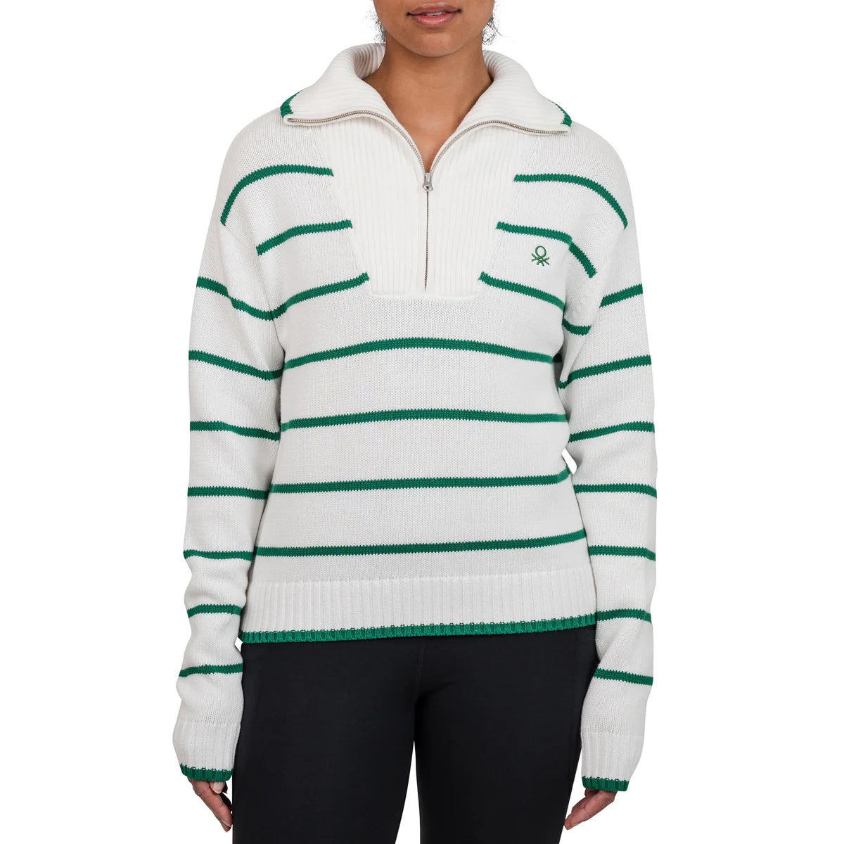 UNITED-COLORS-OF-BENETTON-Chandail-Glissière-un-Quart-Femme-women's-quarter-zip-sweater-1/4