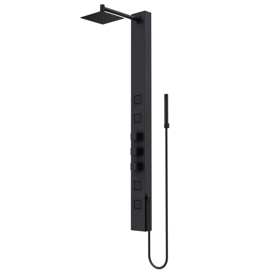 VIGO - Panneau de douche Sutton à 4 Jets avec Tête Carée et Douchette à Main *Boite Ouverte*-Sutton 4-jet Shower Panel with Square Shower Head and Hand Shower Wand-costco-1791208-noir-black-3