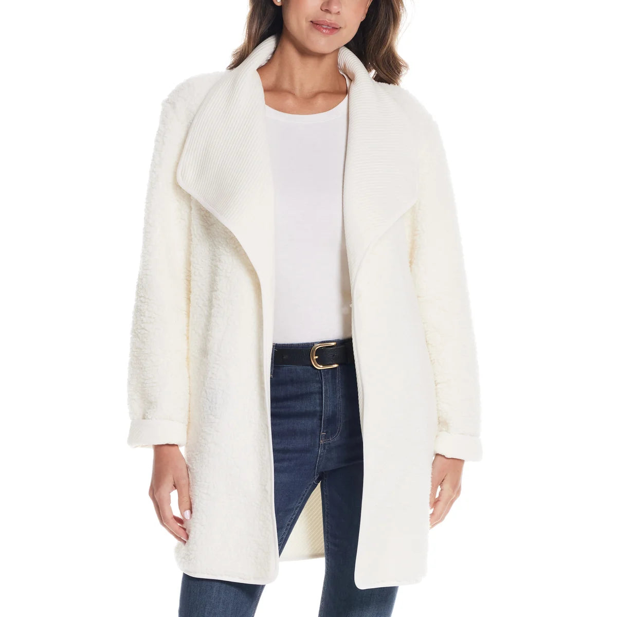 WEATHERPROOF - Cardigan Réversible en Sherpa pour Femme-Womens-Reversible-Sherpa-Cardigan-Blanc-White-Crème-Cream-1931775-1931777