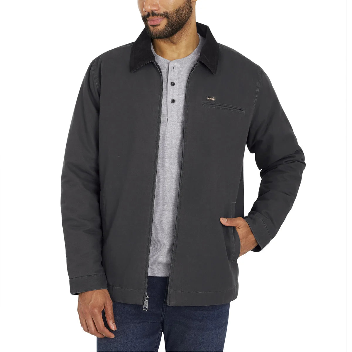 WRANGLER - Veste de Travail en Toile Pour Homme-Mens-Canvas-Work-Jacket-Gris-Grey-1795787-1938339