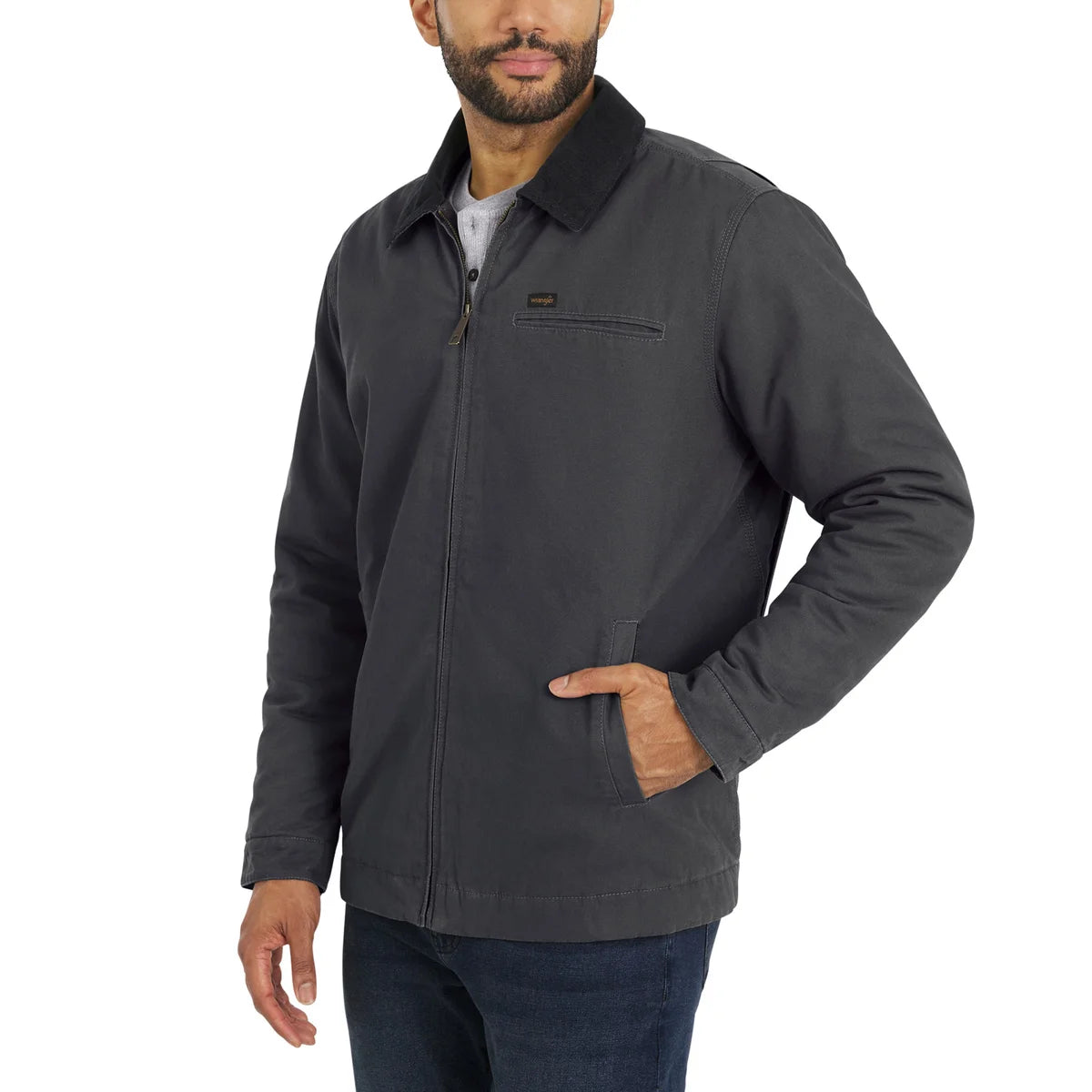 WRANGLER - Veste de Travail en Toile Pour Homme-Mens-Canvas-Work-Jacket-Gris-Grey-1795787-1938339