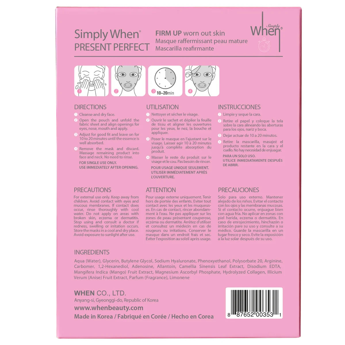 SIMPLY WHEN - Paquet de 5 Masques Raffermissant Peau Mature Present Perfect-pack-firm-up-masks-costco-1915666-rose-pink-3