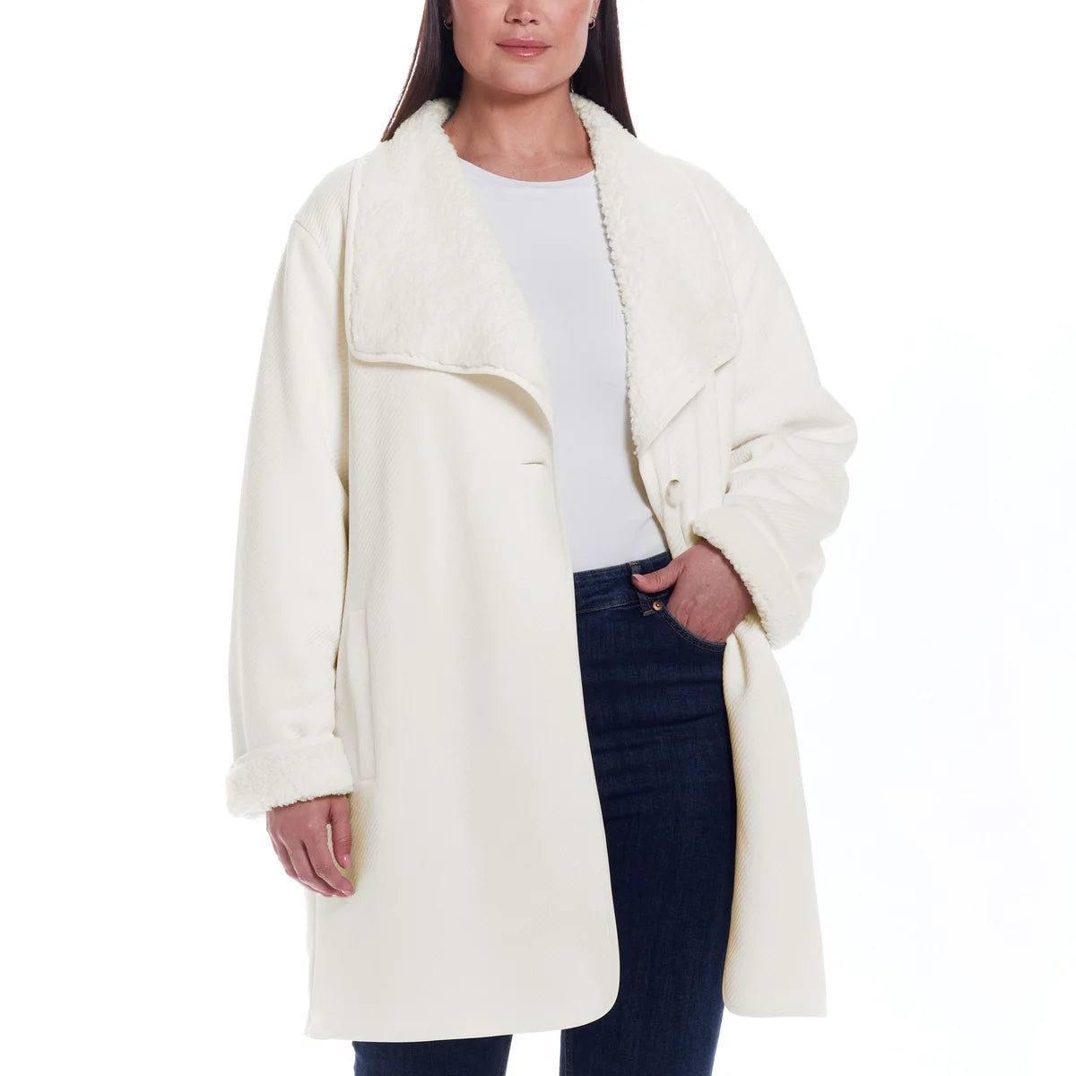 WEATHERPROOF - Cardigan Réversible en Sherpa pour Femme-Womens-Reversible-Sherpa-Cardigan-Blanc-White-Crème-Cream-1931775-1931777