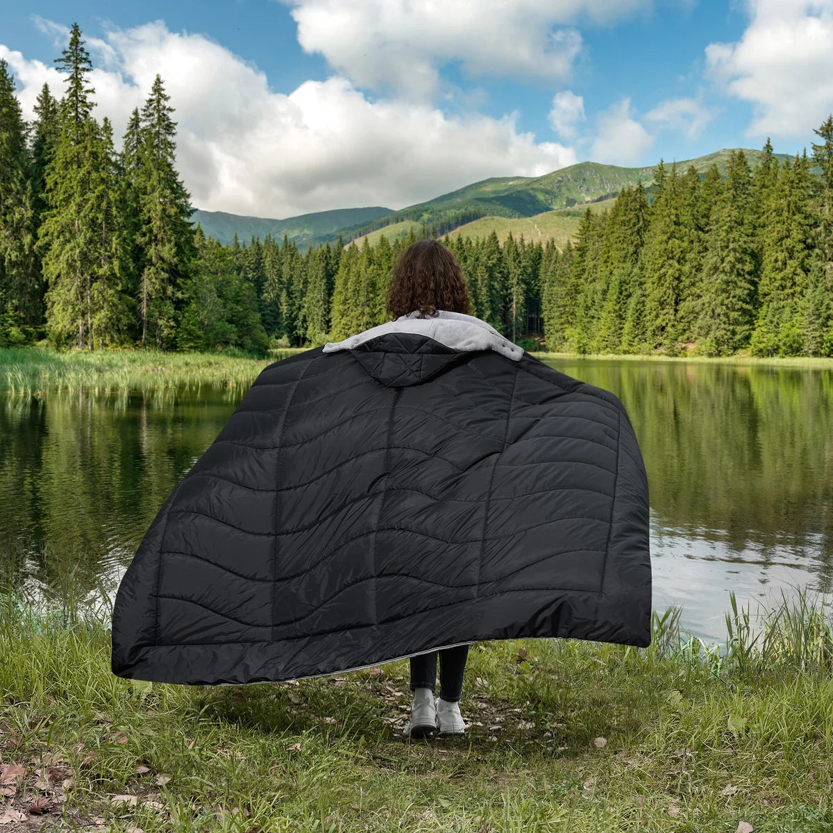 WEATHERPROOF VINTAGE - Couverture d'Extérieur à Capuchon-hooded-outdoor-blanket-costco-1796204-noir-black-5