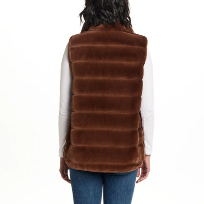 WEATHERPROOF- Veste Sans Manche en Similifourrure Pour Femme-Womens-Faux-Fur-Sleeveless-vest-Brun-Brown-3462121-1918148