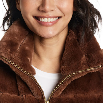 WEATHERPROOF- Veste Sans Manche en Similifourrure Pour Femme-Womens-Faux-Fur-Sleeveless-vest-Brun-Brown-3462121-1918148