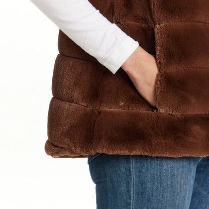 WEATHERPROOF- Veste Sans Manche en Similifourrure Pour Femme-Womens-Faux-Fur-Sleeveless-vest-Brun-Brown-3462121-1918148