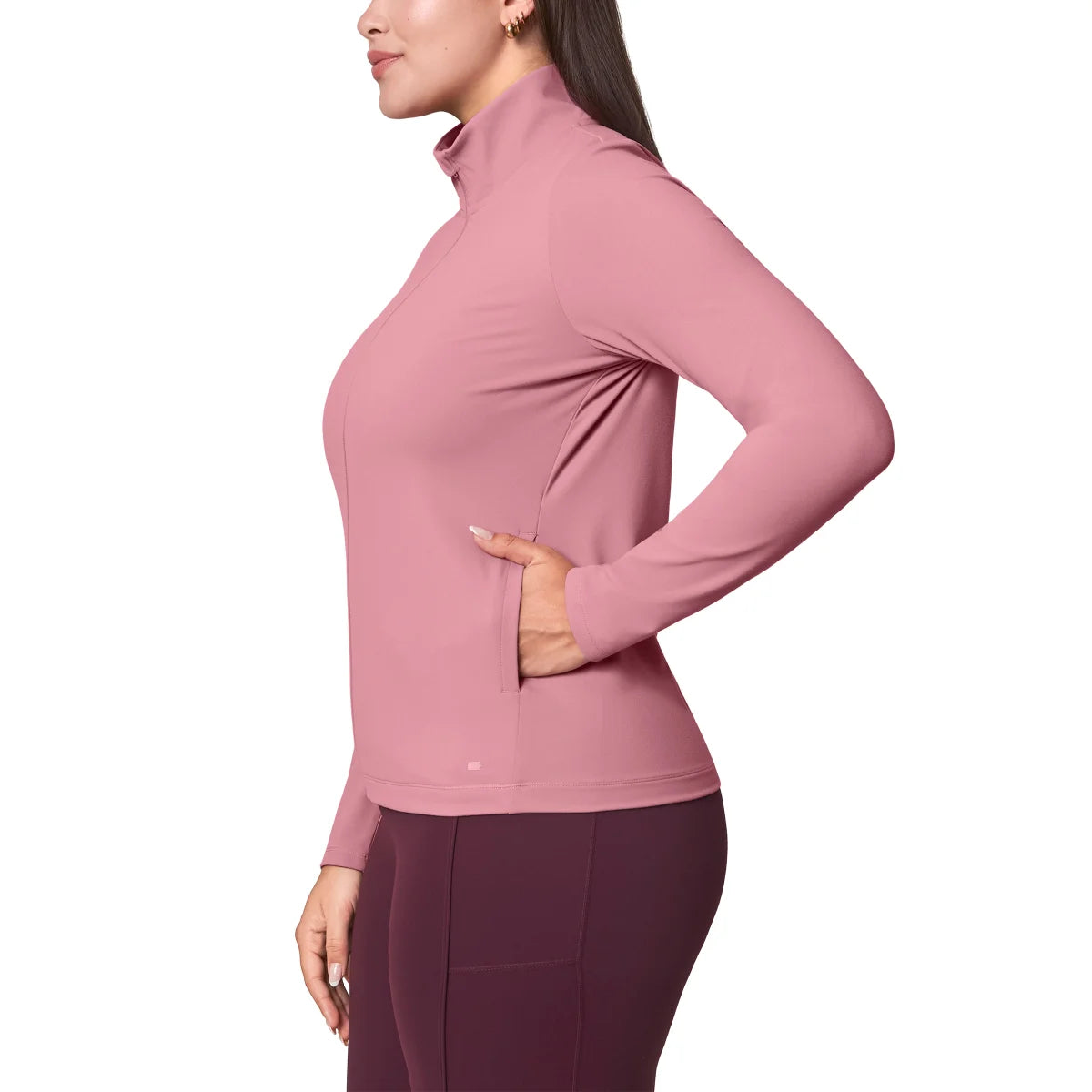 MONDETTA - Veste de Yoga pour Femme-Womens-Full-Zip-Yoga-Jacket-Rose-Pink-3666002- 1953102