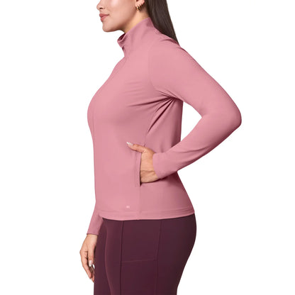 MONDETTA - Veste de Yoga pour Femme-Womens-Full-Zip-Yoga-Jacket-Rose-Pink-3666002- 1953102