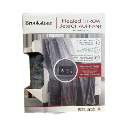 BROOKSTONE-JETÉ-CHAUFFANT-GRIS